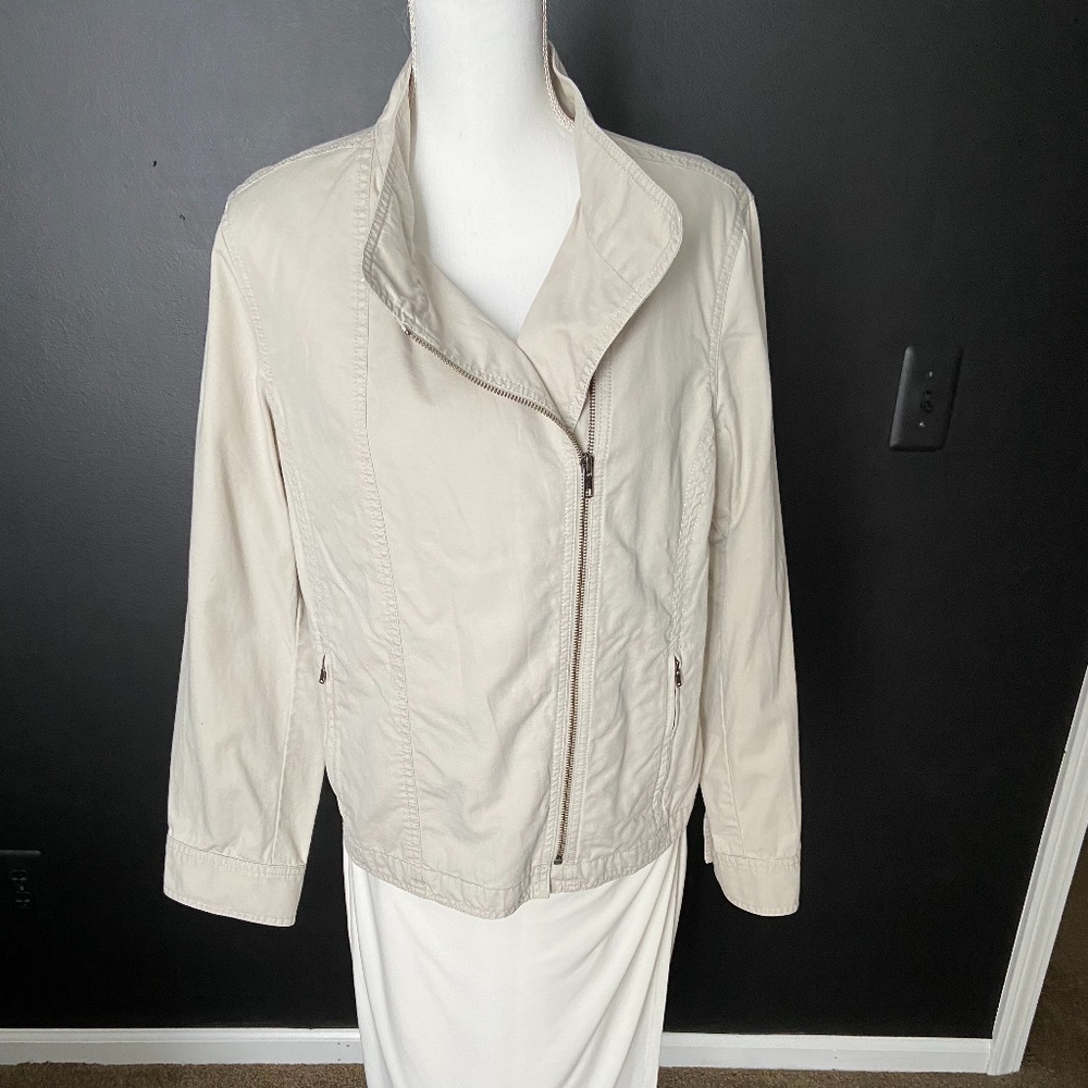 Spring/Summer J Jill Lightweight Khaki Asymmetrical Zipper Jacket